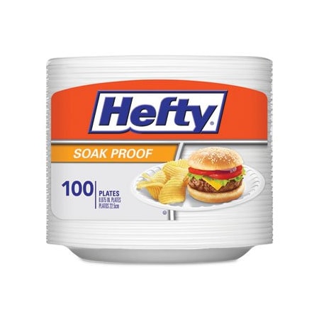 Reynolds Hefty, Soak Proof Tableware, Foam Plates, 8 7/8in Dia, 100PK D28100